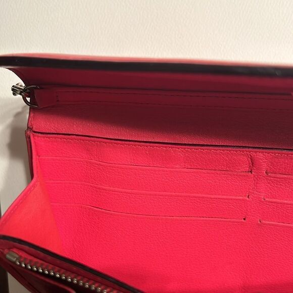 - Authentic Cristian Dior Leather Pink/Coral Wallet on a Chain - Picture 12 of 17